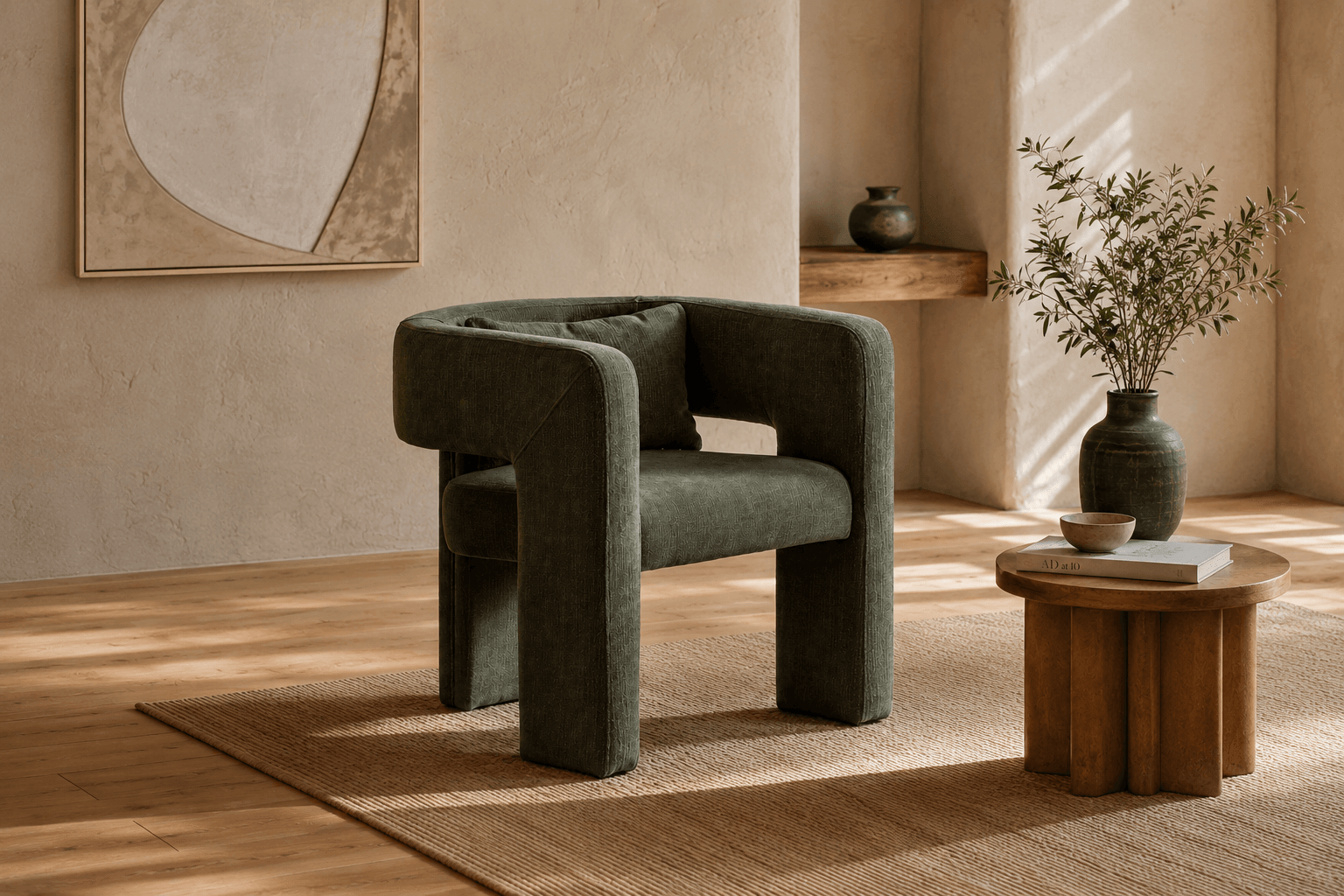 Meblima green velvet armchair detail